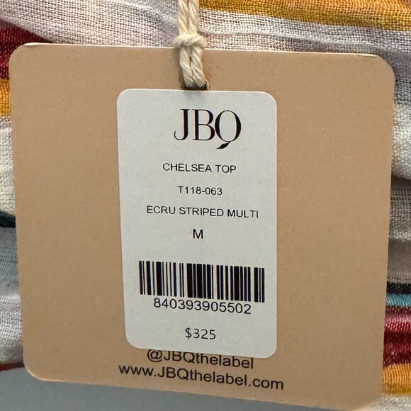 Just Bee Queen “Chelsea” Ecru Striped Multi Crop Top • NWT • Size M - Picture 5 of 5